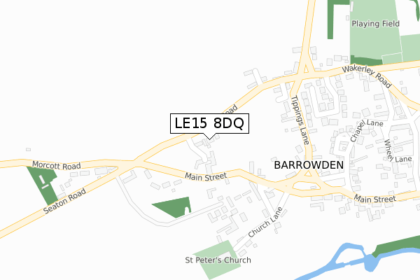 LE15 8DQ map - large scale - OS Open Zoomstack (Ordnance Survey)