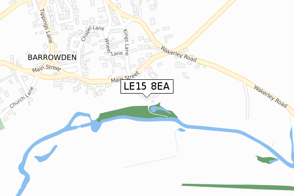 LE15 8EA map - large scale - OS Open Zoomstack (Ordnance Survey)