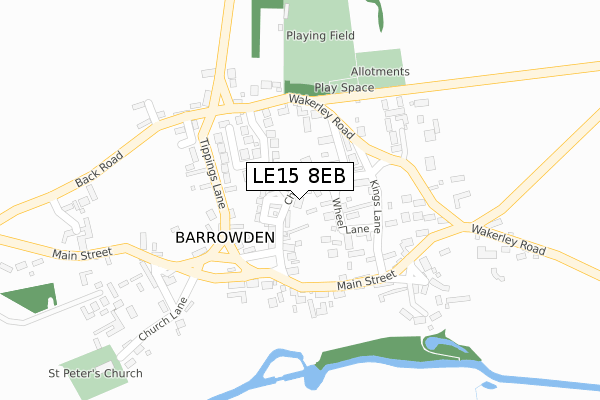 LE15 8EB map - large scale - OS Open Zoomstack (Ordnance Survey)