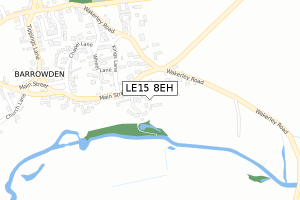 LE15 8EH map - large scale - OS Open Zoomstack (Ordnance Survey)