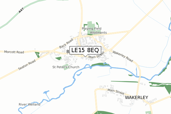 LE15 8EQ map - small scale - OS Open Zoomstack (Ordnance Survey)