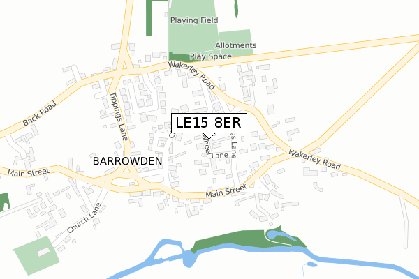 LE15 8ER map - large scale - OS Open Zoomstack (Ordnance Survey)