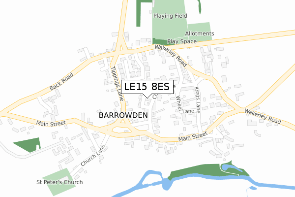 LE15 8ES map - large scale - OS Open Zoomstack (Ordnance Survey)