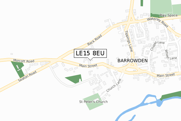 LE15 8EU map - large scale - OS Open Zoomstack (Ordnance Survey)