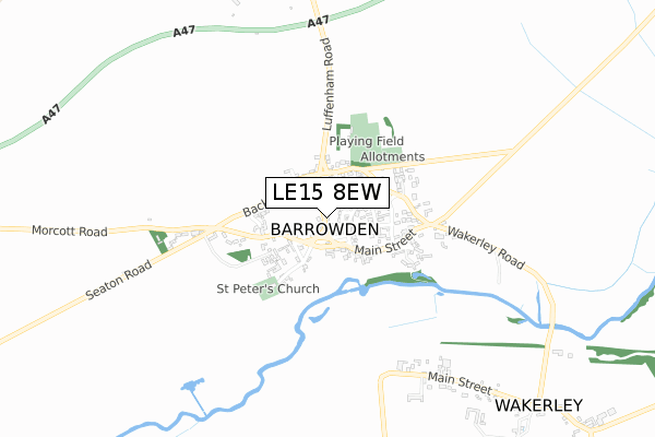 LE15 8EW map - small scale - OS Open Zoomstack (Ordnance Survey)