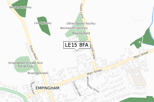LE15 8FA map - large scale - OS Open Zoomstack (Ordnance Survey) LE15 8FA map - large scale - OS Open Zoomstack (Ordnance Survey)