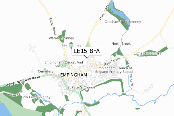 LE15 8FA map - small scale - OS Open Zoomstack (Ordnance Survey) LE15 8FA map - small scale - OS Open Zoomstack (Ordnance Survey)
