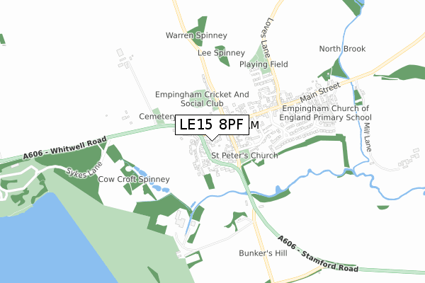 LE15 8PF map - small scale - OS Open Zoomstack (Ordnance Survey) LE15 8PF map - small scale - OS Open Zoomstack (Ordnance Survey)