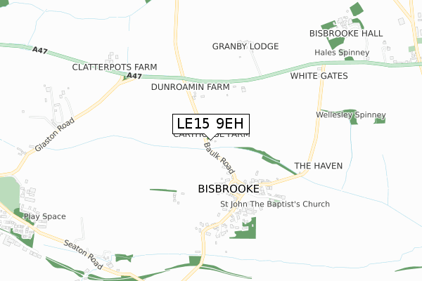 LE15 9EH map - small scale - OS Open Zoomstack (Ordnance Survey)