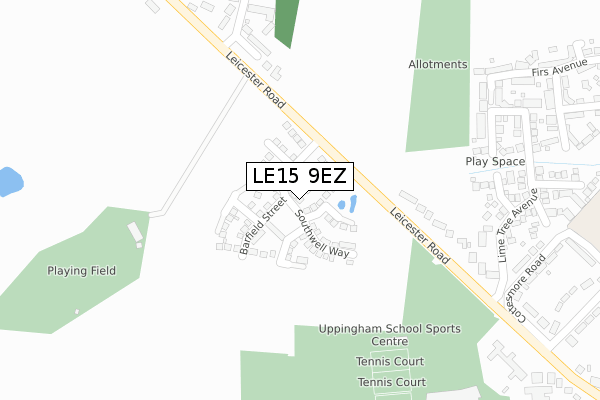 LE15 9EZ map - large scale - OS Open Zoomstack (Ordnance Survey) LE15 9EZ map - large scale - OS Open Zoomstack (Ordnance Survey)