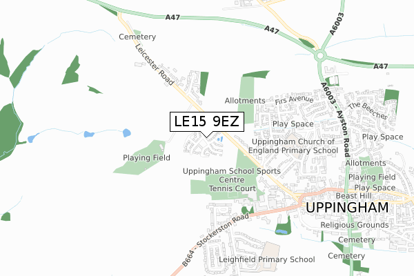 LE15 9EZ map - small scale - OS Open Zoomstack (Ordnance Survey) LE15 9EZ map - small scale - OS Open Zoomstack (Ordnance Survey)