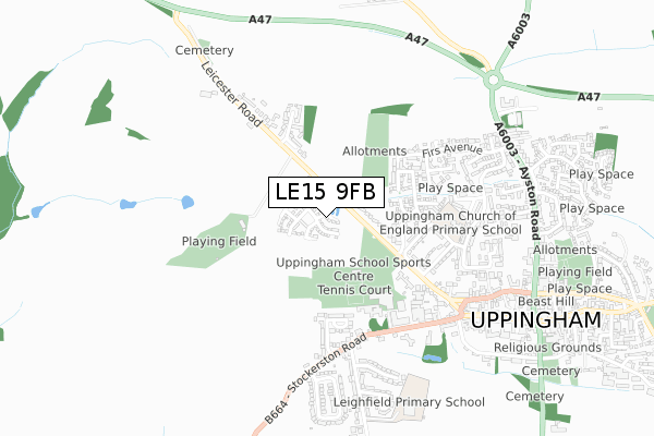 LE15 9FB map - small scale - OS Open Zoomstack (Ordnance Survey) LE15 9FB map - small scale - OS Open Zoomstack (Ordnance Survey)