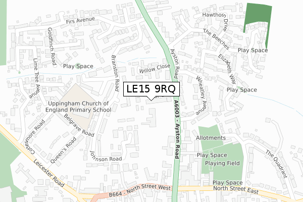 LE15 9RQ map - large scale - OS Open Zoomstack (Ordnance Survey)