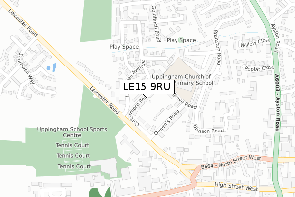 LE15 9RU map - large scale - OS Open Zoomstack (Ordnance Survey)