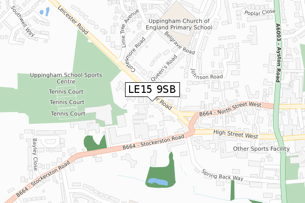LE15 9SB map - large scale - OS Open Zoomstack (Ordnance Survey)