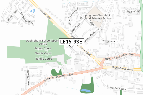 LE15 9SE map - large scale - OS Open Zoomstack (Ordnance Survey)