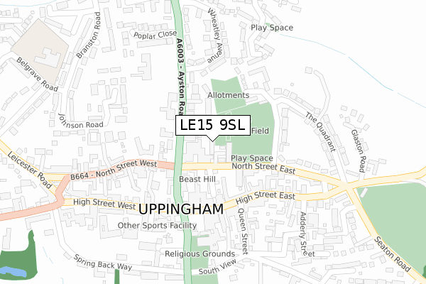 LE15 9SL map - large scale - OS Open Zoomstack (Ordnance Survey)