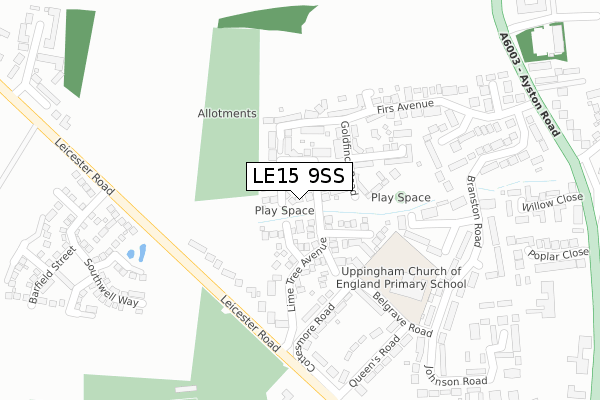 LE15 9SS map - large scale - OS Open Zoomstack (Ordnance Survey)