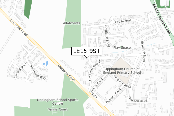 LE15 9ST map - large scale - OS Open Zoomstack (Ordnance Survey)