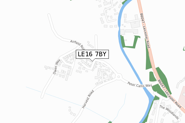 LE16 7BY map - large scale - OS Open Zoomstack (Ordnance Survey)