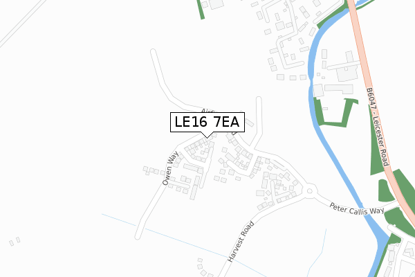 LE16 7EA map - large scale - OS Open Zoomstack (Ordnance Survey)