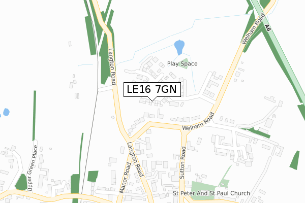 LE16 7GN map - large scale - OS Open Zoomstack (Ordnance Survey)