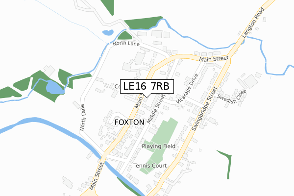 LE16 7RB map - large scale - OS Open Zoomstack (Ordnance Survey)