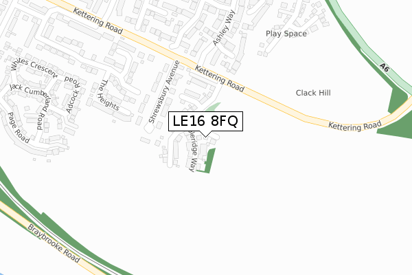 LE16 8FQ map - large scale - OS Open Zoomstack (Ordnance Survey)