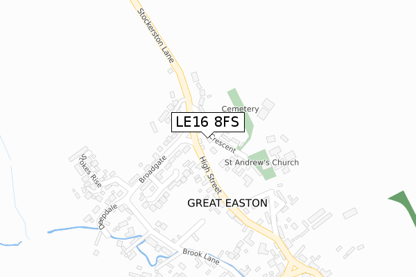 LE16 8FS map - large scale - OS Open Zoomstack (Ordnance Survey)