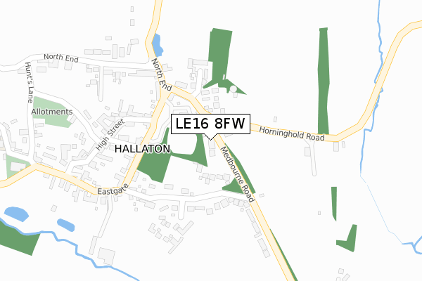 LE16 8FW map - large scale - OS Open Zoomstack (Ordnance Survey)