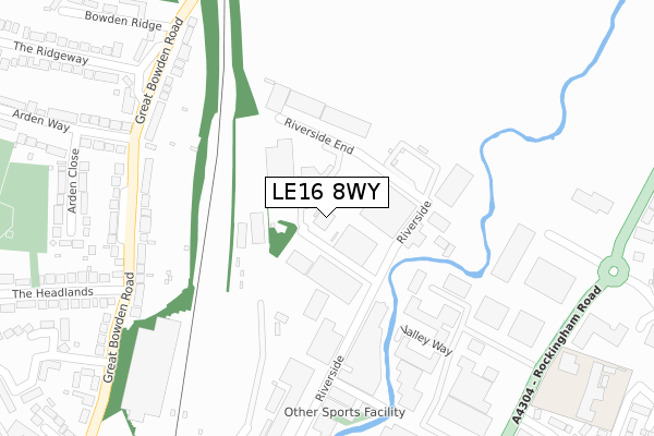 LE16 8WY map - large scale - OS Open Zoomstack (Ordnance Survey)