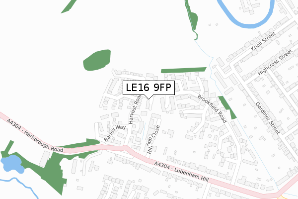 LE16 9FP map - large scale - OS Open Zoomstack (Ordnance Survey)