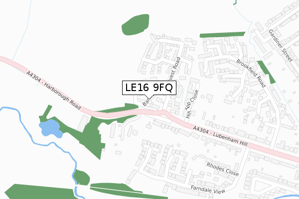 LE16 9FQ map - large scale - OS Open Zoomstack (Ordnance Survey)