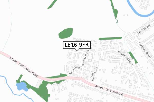 LE16 9FR map - large scale - OS Open Zoomstack (Ordnance Survey)