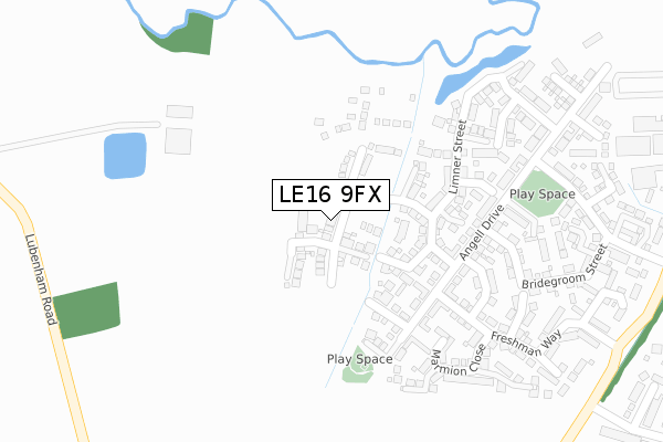 LE16 9FX map - large scale - OS Open Zoomstack (Ordnance Survey)