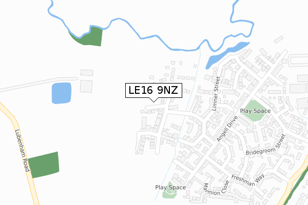 LE16 9NZ map - large scale - OS Open Zoomstack (Ordnance Survey)