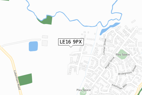 LE16 9PX map - large scale - OS Open Zoomstack (Ordnance Survey)