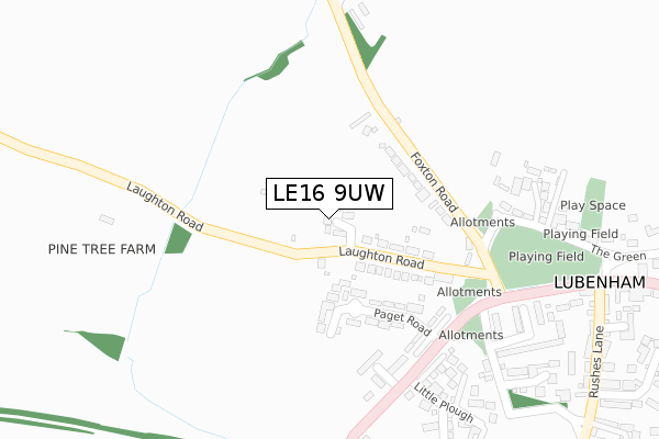 LE16 9UW map - large scale - OS Open Zoomstack (Ordnance Survey)