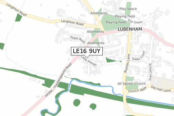 LE16 9UY map - large scale - OS Open Zoomstack (Ordnance Survey)