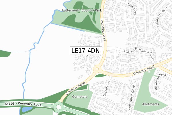LE17 4DN map - large scale - OS Open Zoomstack (Ordnance Survey)