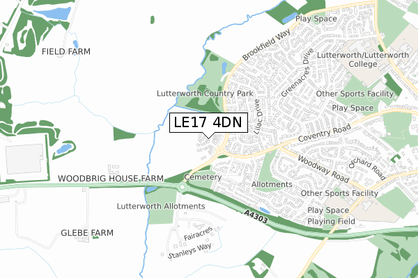 LE17 4DN map - small scale - OS Open Zoomstack (Ordnance Survey)