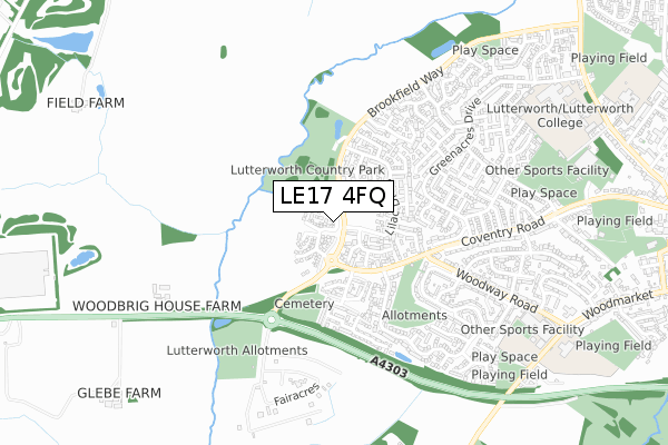 LE17 4FQ map - small scale - OS Open Zoomstack (Ordnance Survey)