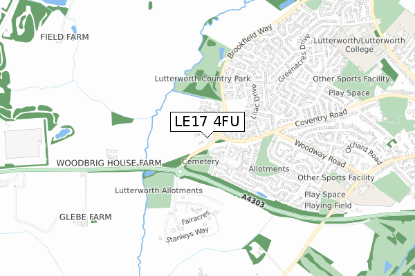 LE17 4FU map - small scale - OS Open Zoomstack (Ordnance Survey)