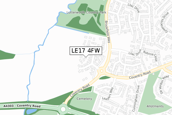 LE17 4FW map - large scale - OS Open Zoomstack (Ordnance Survey)