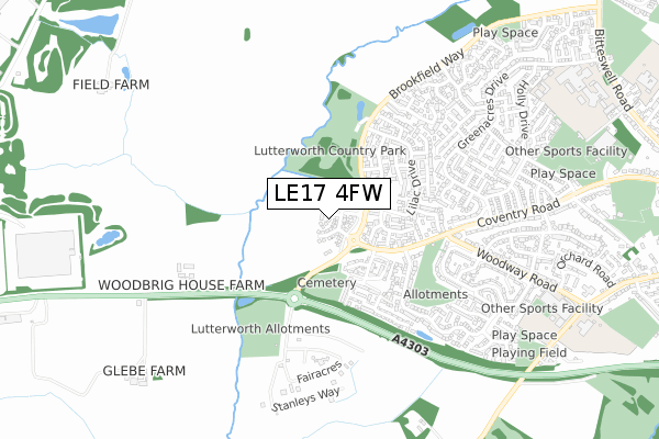 LE17 4FW map - small scale - OS Open Zoomstack (Ordnance Survey)