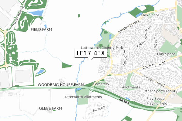 LE17 4FX map - small scale - OS Open Zoomstack (Ordnance Survey)