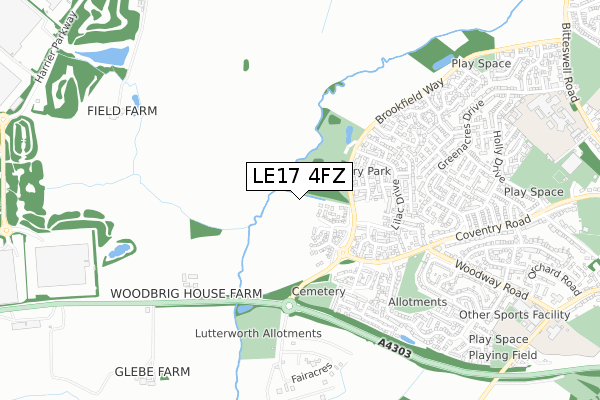 LE17 4FZ map - small scale - OS Open Zoomstack (Ordnance Survey)