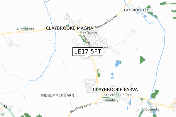 LE17 5FT map - small scale - OS Open Zoomstack (Ordnance Survey)