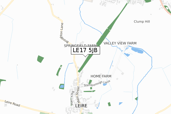 LE17 5JB map - small scale - OS Open Zoomstack (Ordnance Survey)