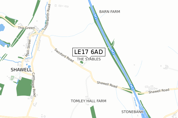 LE17 6AD map - small scale - OS Open Zoomstack (Ordnance Survey)